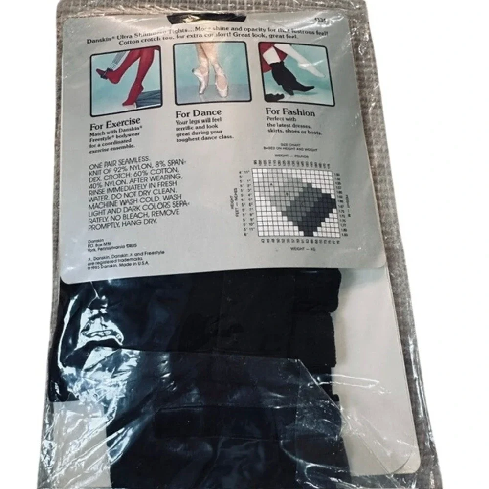 Vintage 1985 Danskin Ultra Shimmery Footless Tights Black NWT Deadstock Med 80s